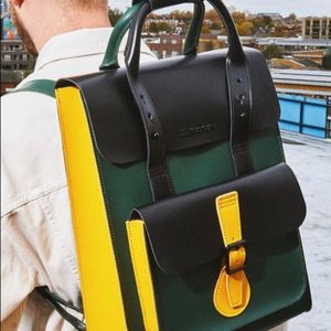 Dr. Martens Leather Backpack Green Yellow Black LTD ED